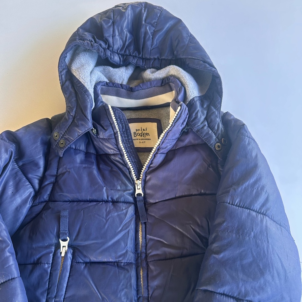 Mini Boden Navy Convertible Hooded Puffer Jacket Vest Coat Combo Size 3-4 Years